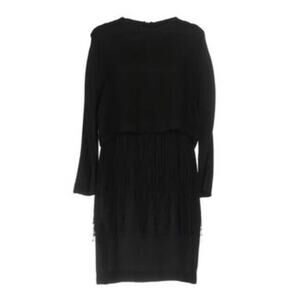 Rame Italy Black Cocktail Fringe Dress Sz M Country Cowgirl Glam NWT $130